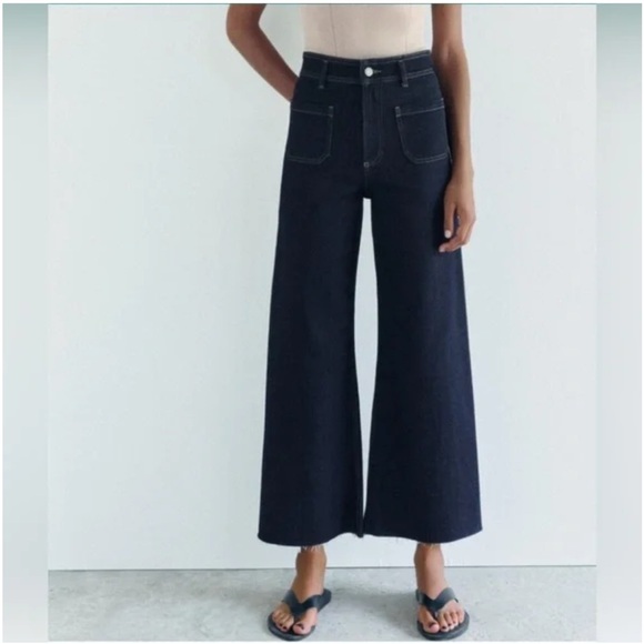 Zara The Patch Pocket Marine Jeans Size 2 - Picture 1 of 11